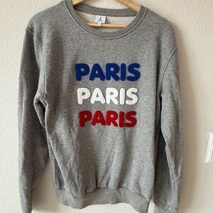 Gray Sweater with Paris Embroidery